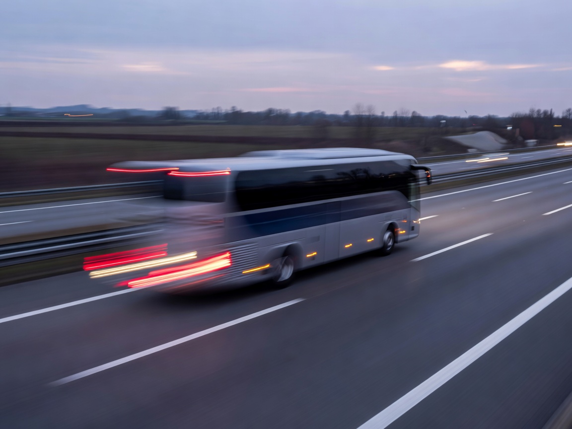 German Autobahn Long Exposure Speeding VIP Bus